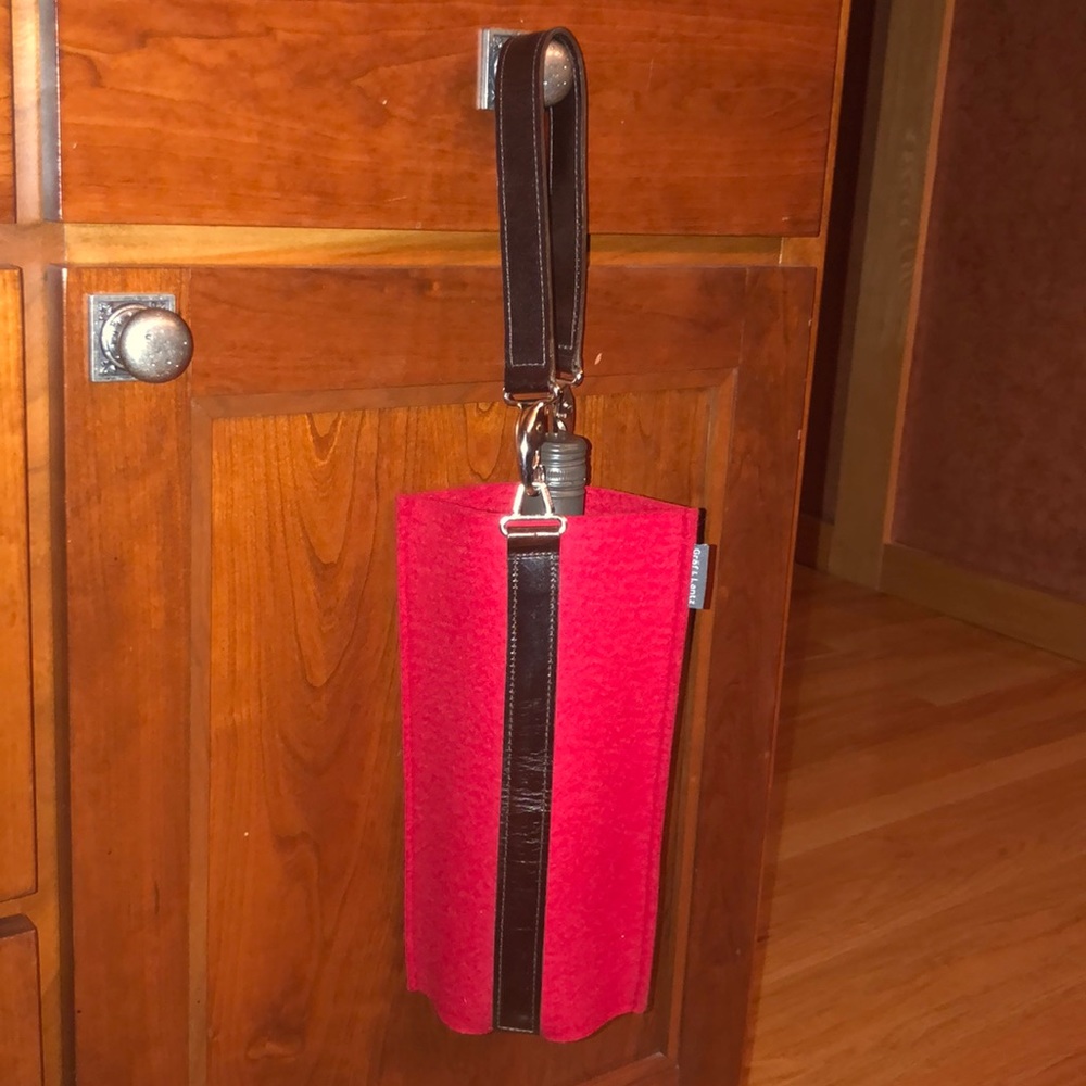Gratz & Lantz red solo wine felt and leather tote